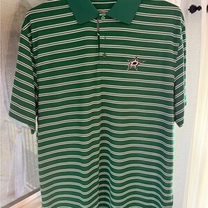 Dallas Stars Green Striped Polo Shirt